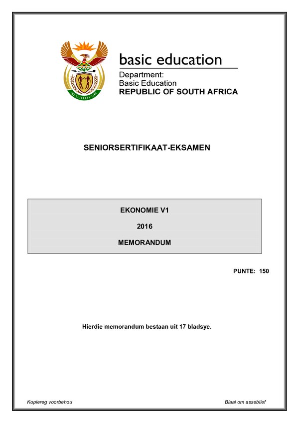 Economics Memo 1 (Afrikaans)