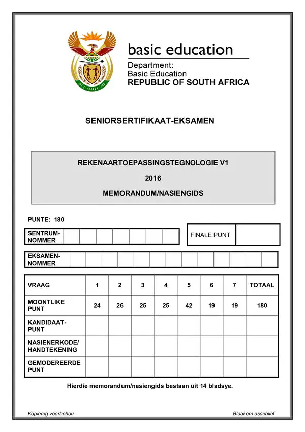 Computer Application Technology Memo 1 (Afrikaans)