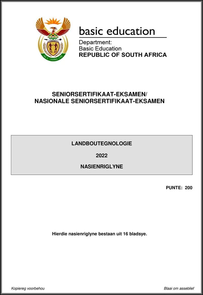 Grade 12 Agricultural Technology past paper 2022 – agricultural technology may june 2022 mg afr gr12