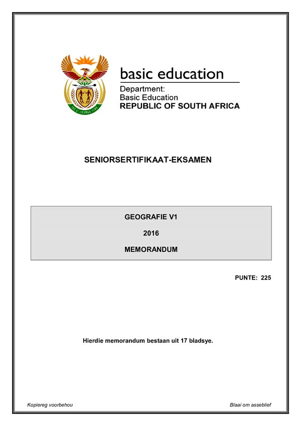 Geography Memo 1 (Afrikaans)