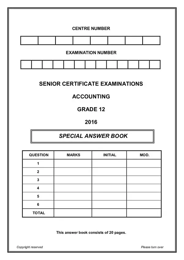 Accounting Paper 1 Answer Book (English)