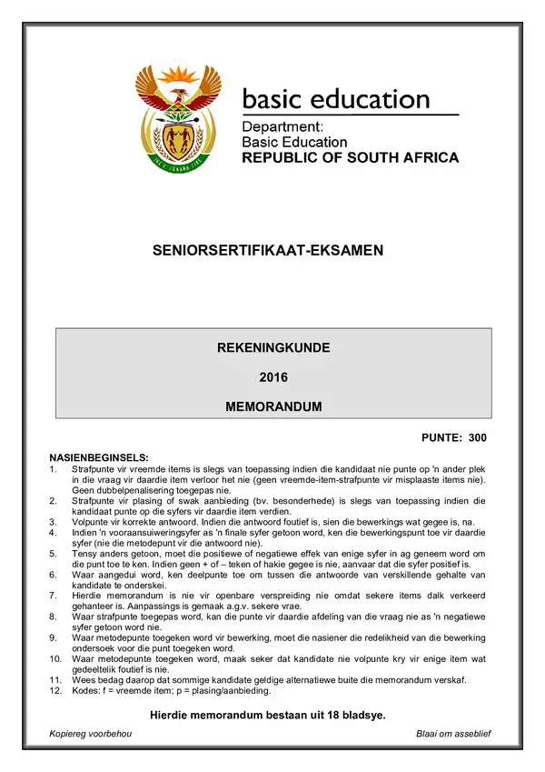 Accounting Memo 1 (Afrikaans)