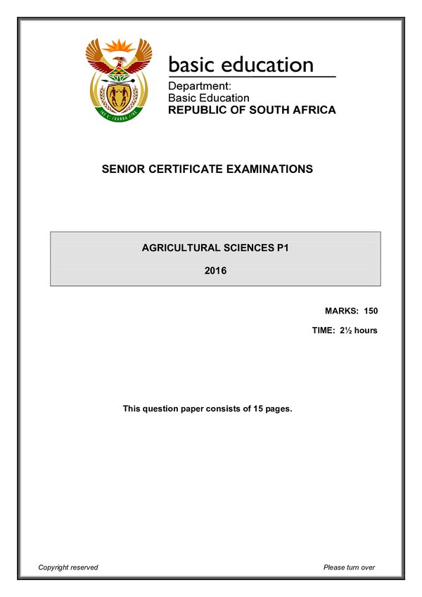 Agricultural Sciences Paper 1 (English)