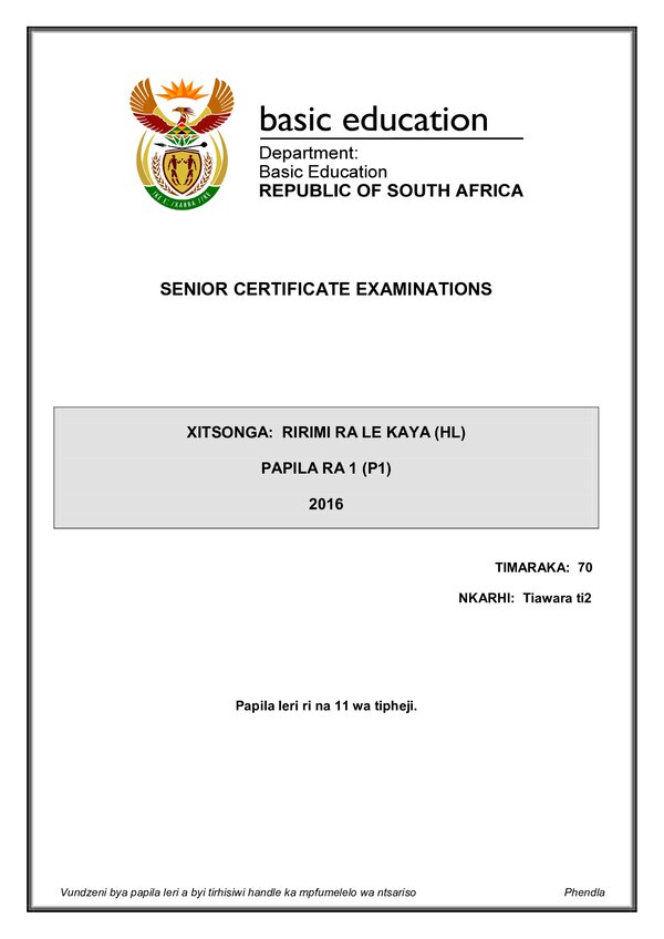 Xitsonga Hl P1