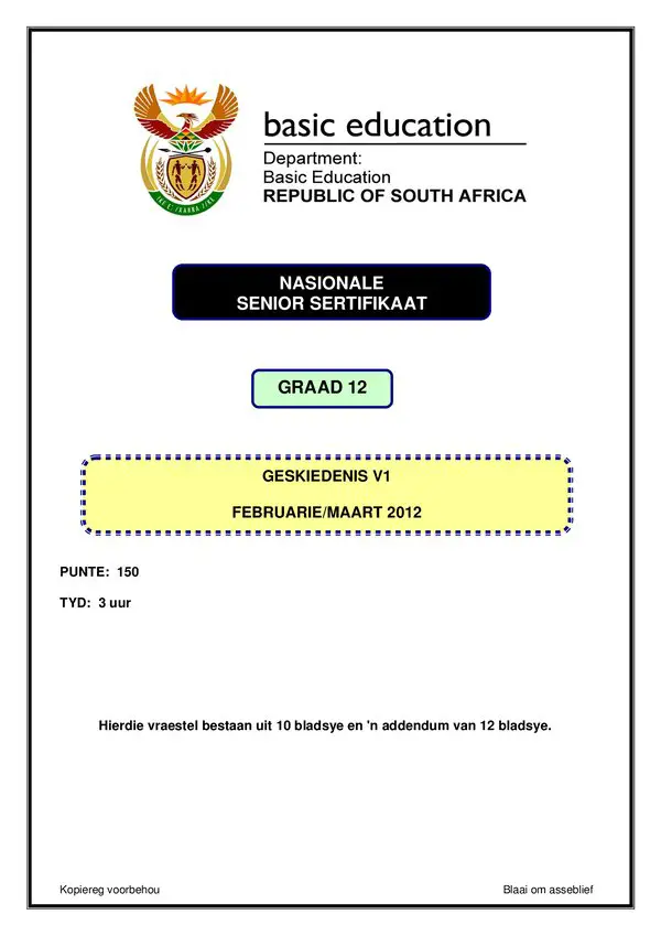 History Paper 1 (Afrikaans)