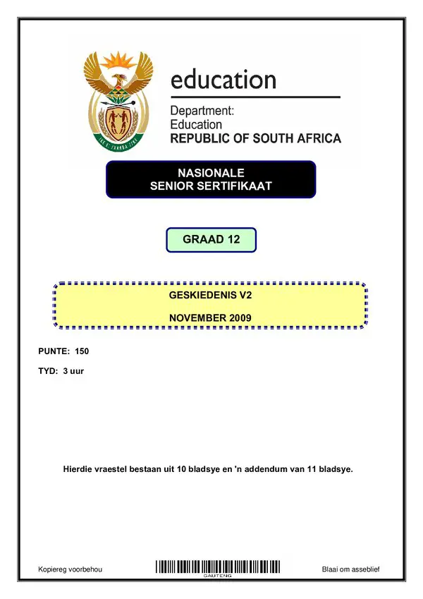 History Paper 2 (Afrikaans)