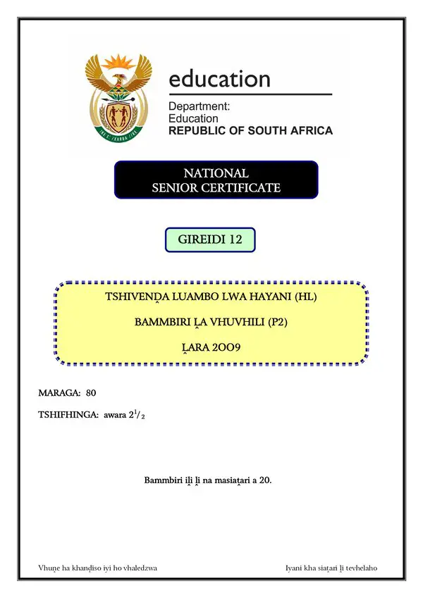 Tshivenda Hl P2