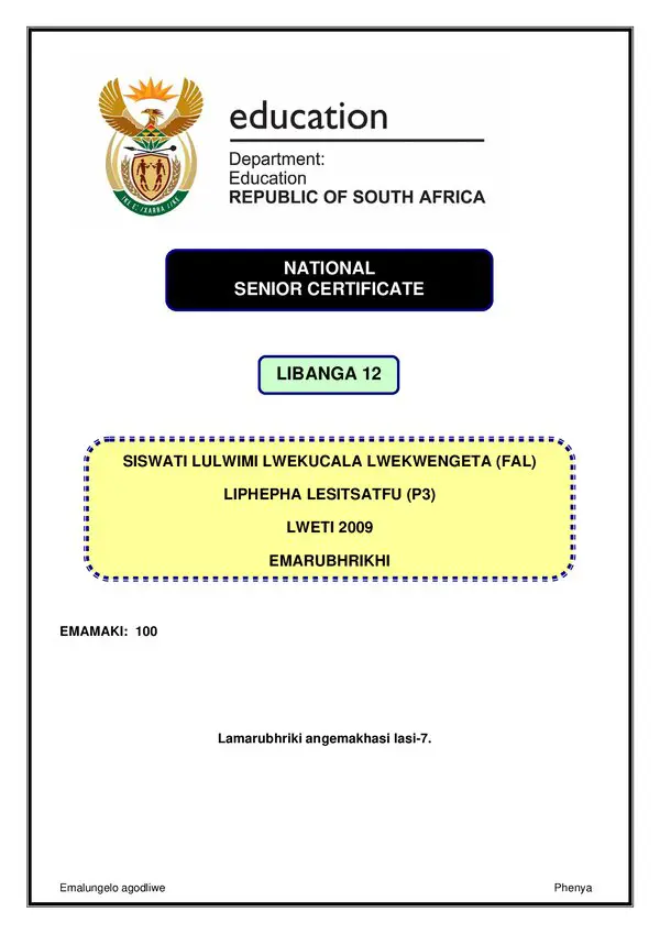 Siswati Fal P3 Memo