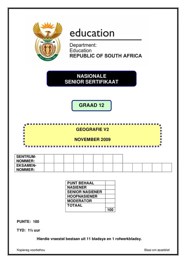 Geography Paper 2 (Afrikaans)