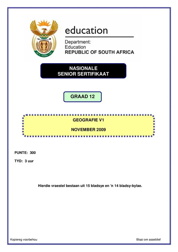 Geography Paper 1 (Afrikaans)