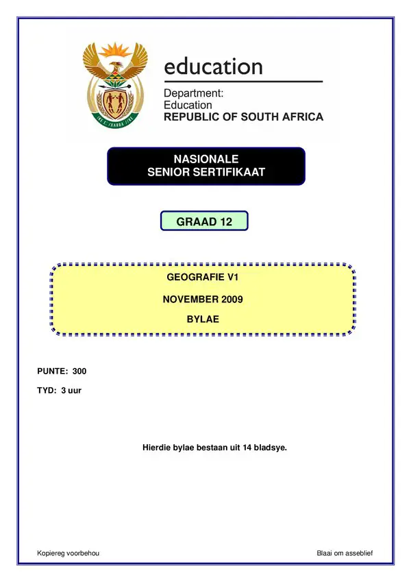 Geography Paper 1 Afrikaans (Annexure)