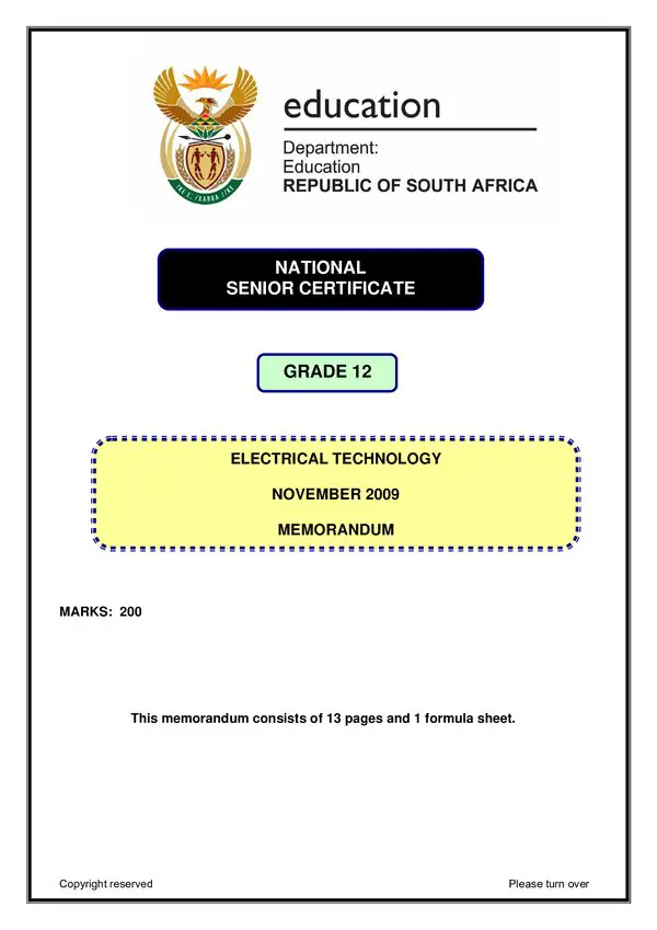 Electrical Technology Memo 1 (English)