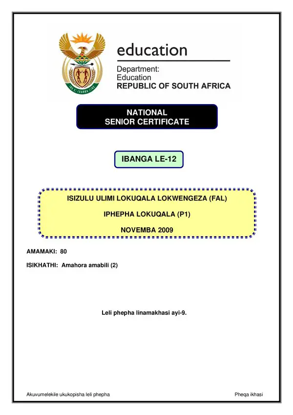 Isizulu Fal P1