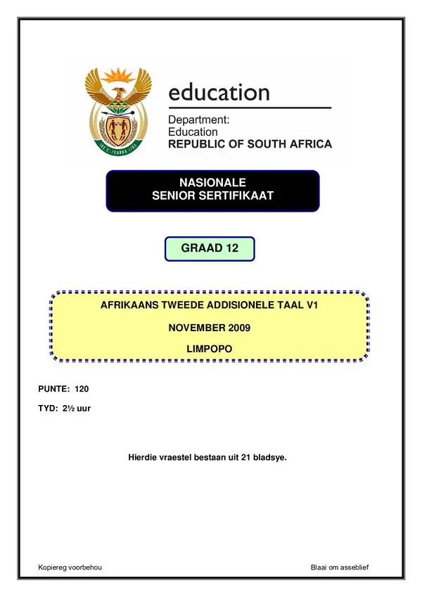 Afrikaans Sal P1 (Limpopo)
