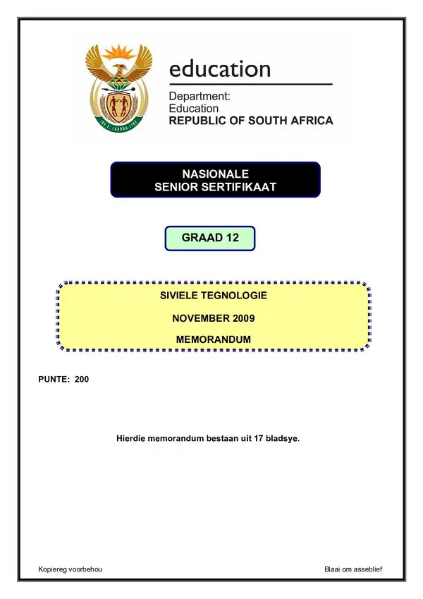 Civil Technology Memo 1 (Afrikaans)