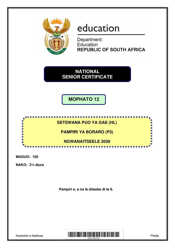 Setswana Hl P3