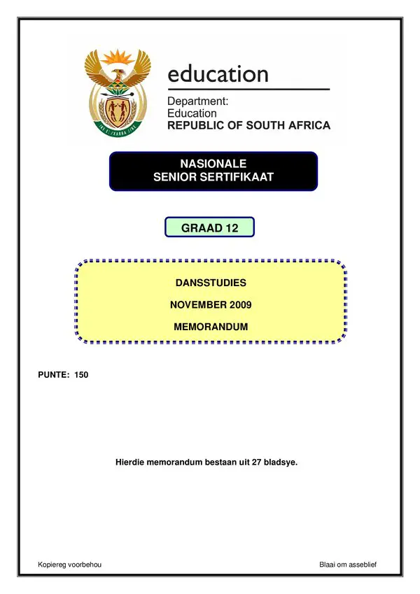 Dance Studies Memo 1 (Afrikaans)