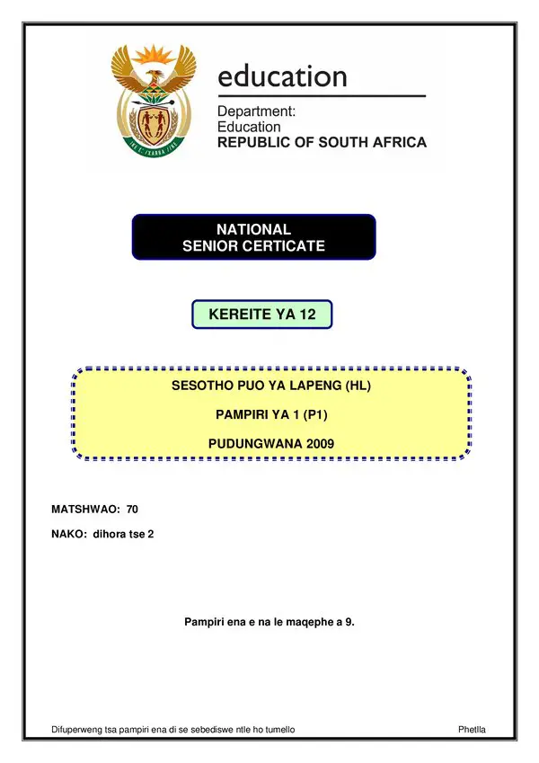 Sesotho Hl P2