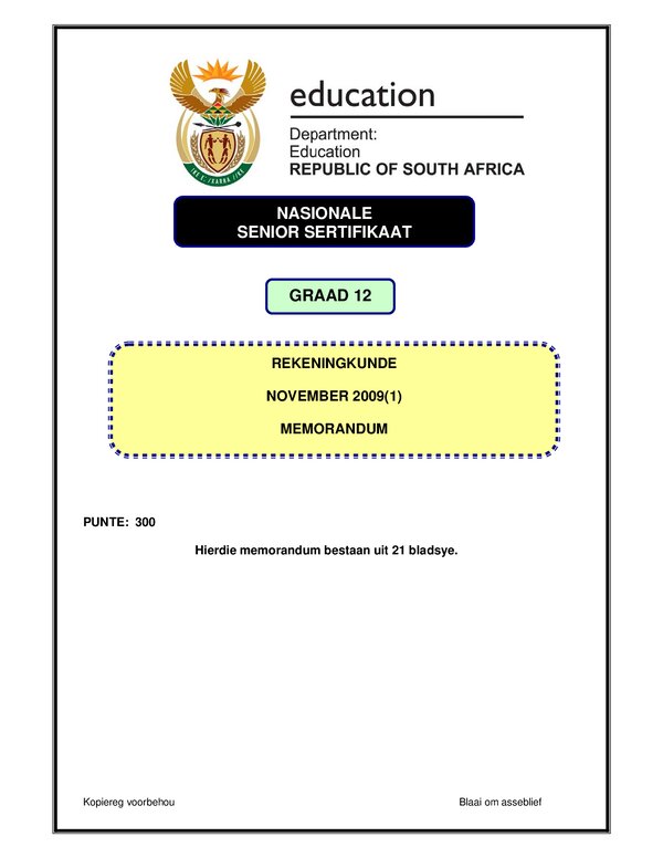 Accounting Memo 1 (Afrikaans)