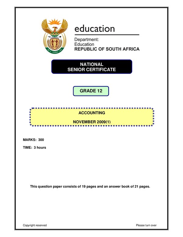 Accounting Paper 1 (English)