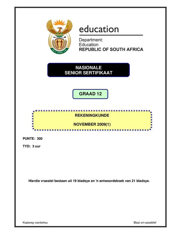 Accounting Paper 1 (Afrikaans)
