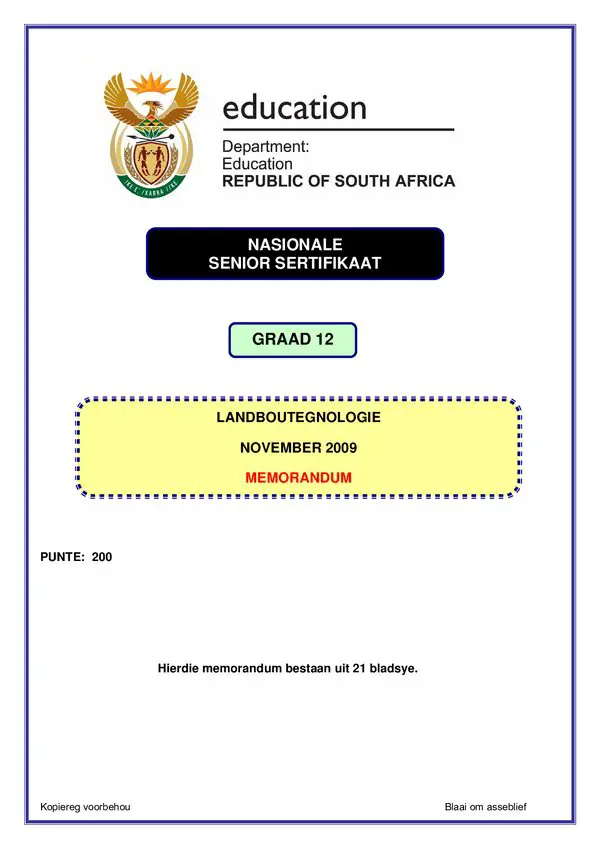 Agricultural Technology Memo 1 (Afrikaans)