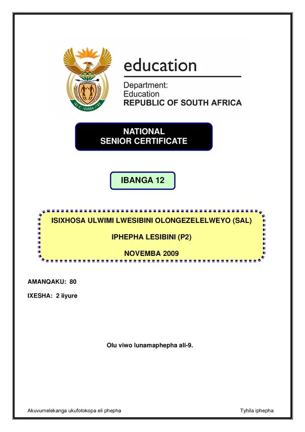 Isixhosa Sal P2