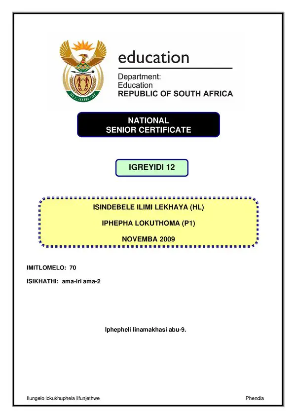 Isindebele Hl P1