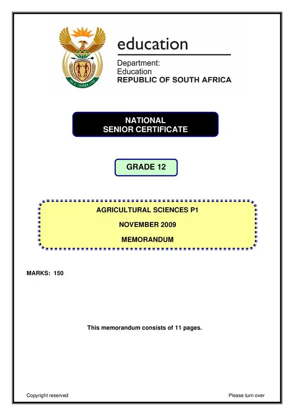 Agricultural Sciences Memo 1 (English)