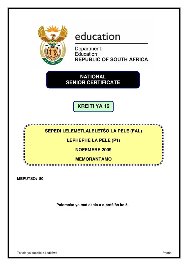 Sepedi Fal P1 Memo