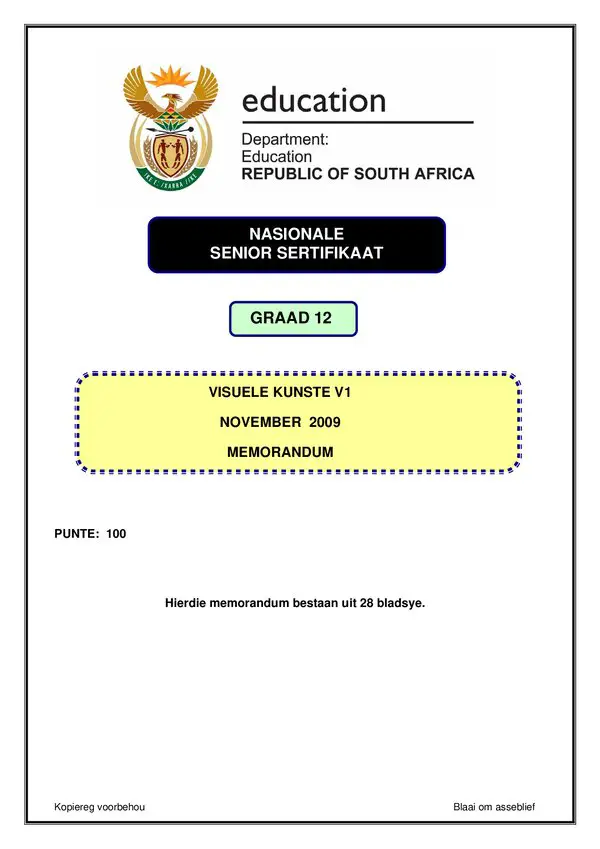 Visual Arts Memo 1 (Afrikaans)