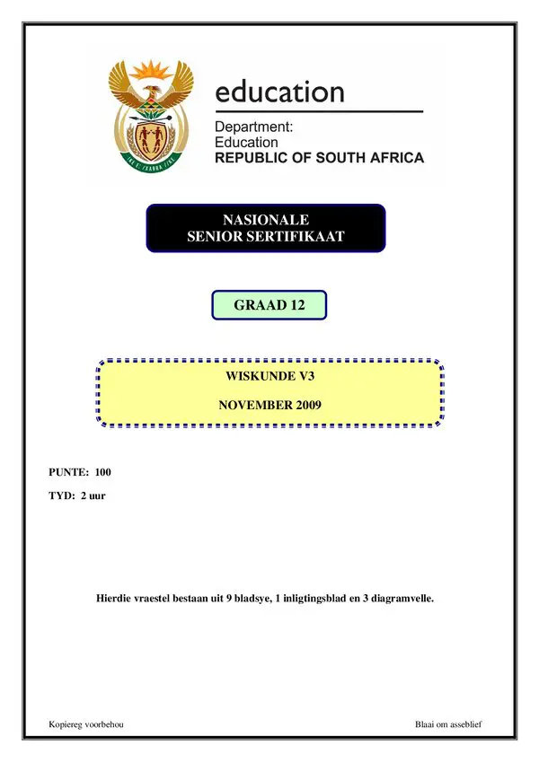 Mathematics Paper 3 (Afrikaans)