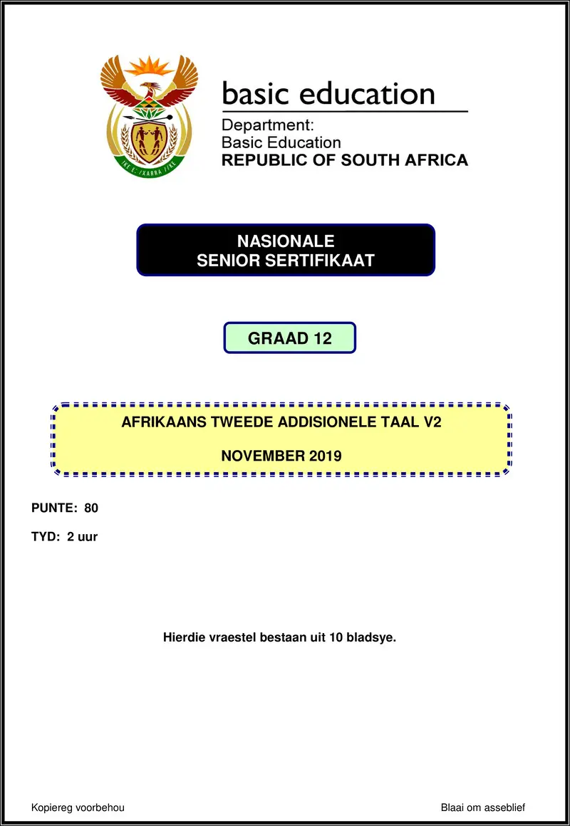 Afrikaans Sal P2 Nov 2019 Gr12