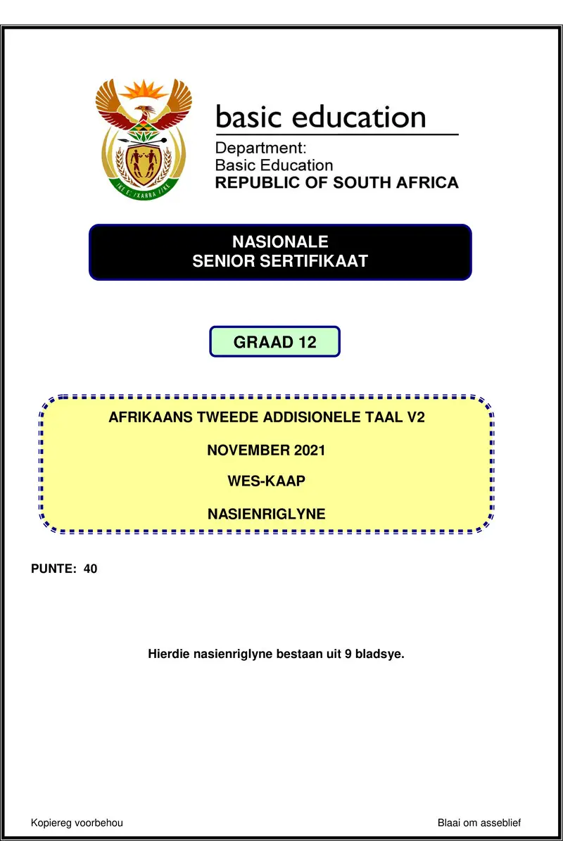 Afrikaans Sal P2 Nov 2021 Mg Wes Kaap Gr12
