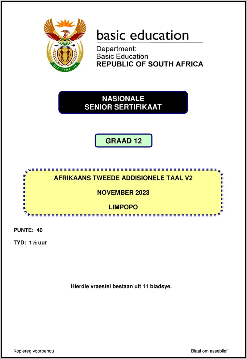 Afrikaans Sal P2 Nov 2023 Limpopo Gr12