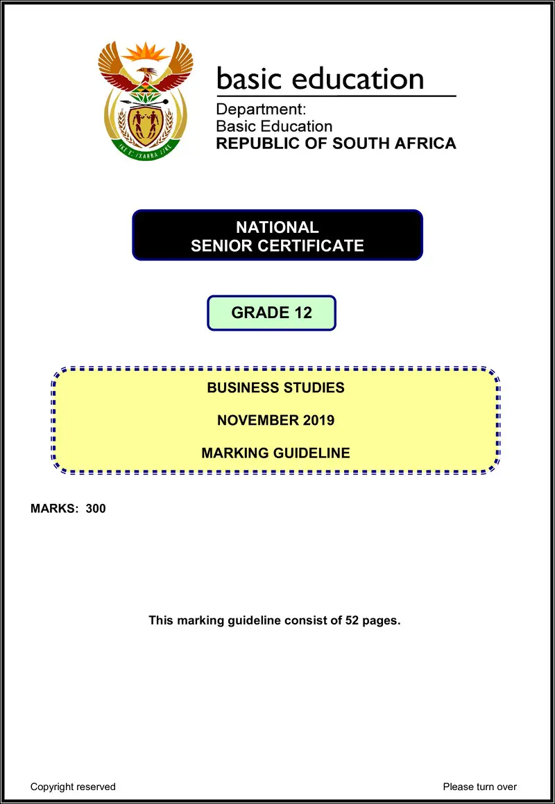 Business Studies Nov 2019 Memo Eng Gr12