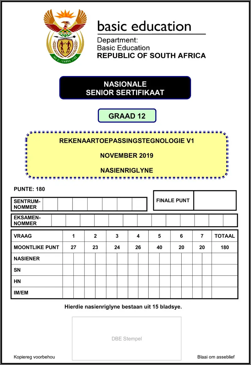 Computer Application Technology P1 Nov 2019 Memo Afr Gr12