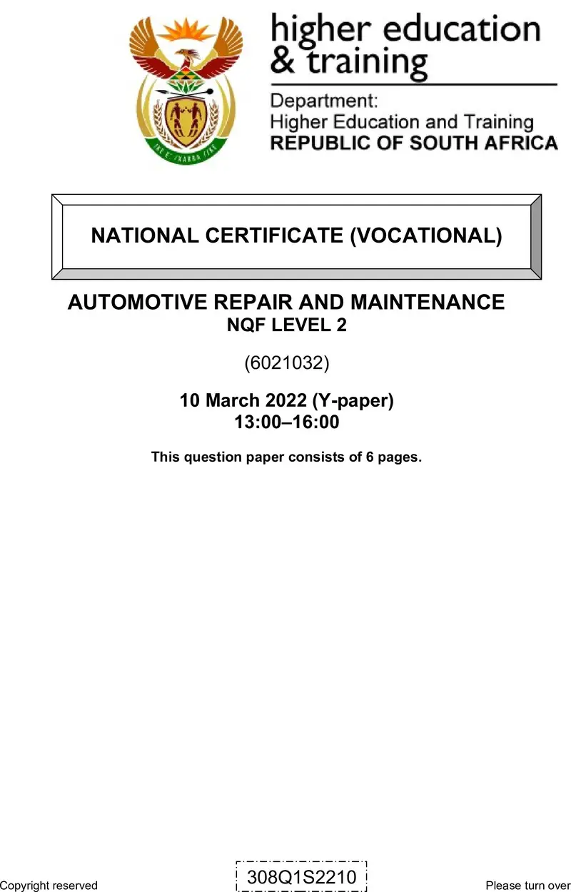Repair And Maintenance L2 QP Feb 2022 Van Zyl S preview