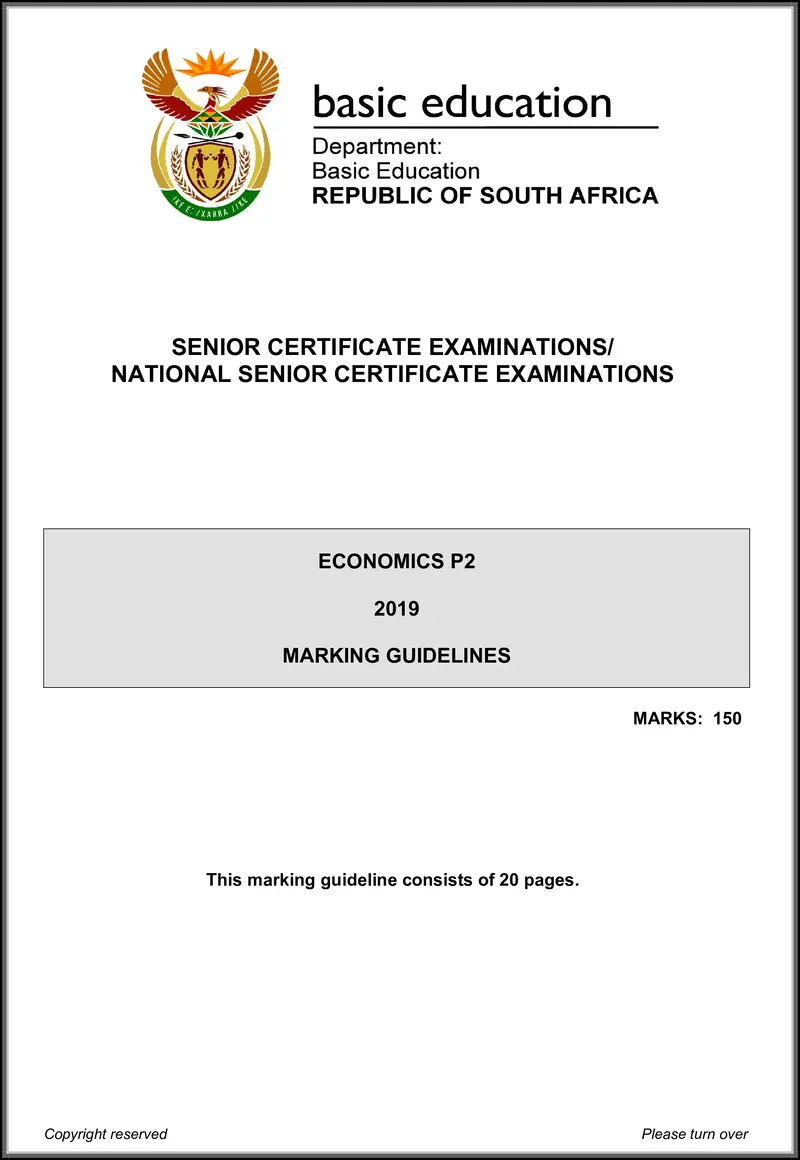 Economics P2 May June 2019 Memo Eng Gr12