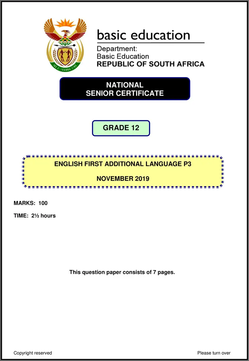 English Fal P3 Nov 2019 Gr12