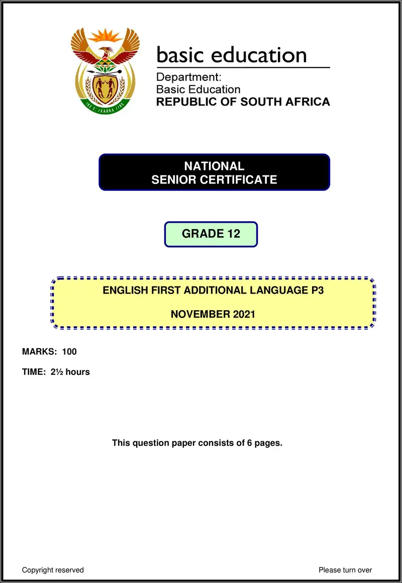 Grade 12 English past paper 2021 – english fal p3 nov 2021 gr12