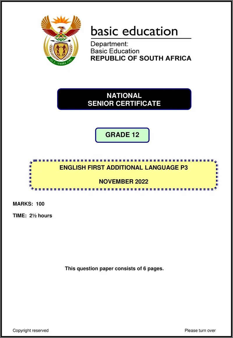 Grade 12 English past paper 2022 – english fal p3 nov 2022 gr12