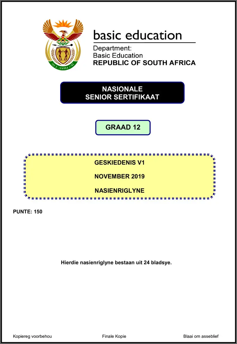 History P1 Nov 2019 Memo Afr Gr12