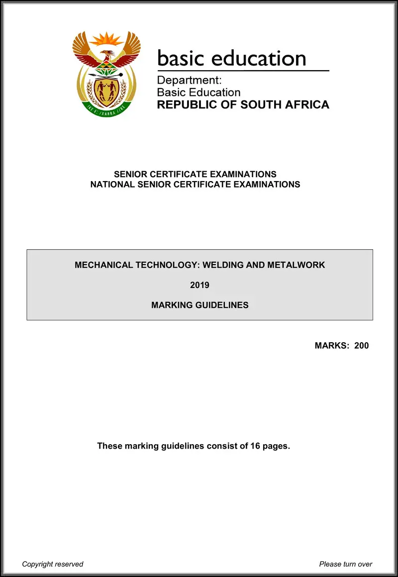 Mechanical Technology May June 2019 Welding Metalwork Memo Eng Gr12