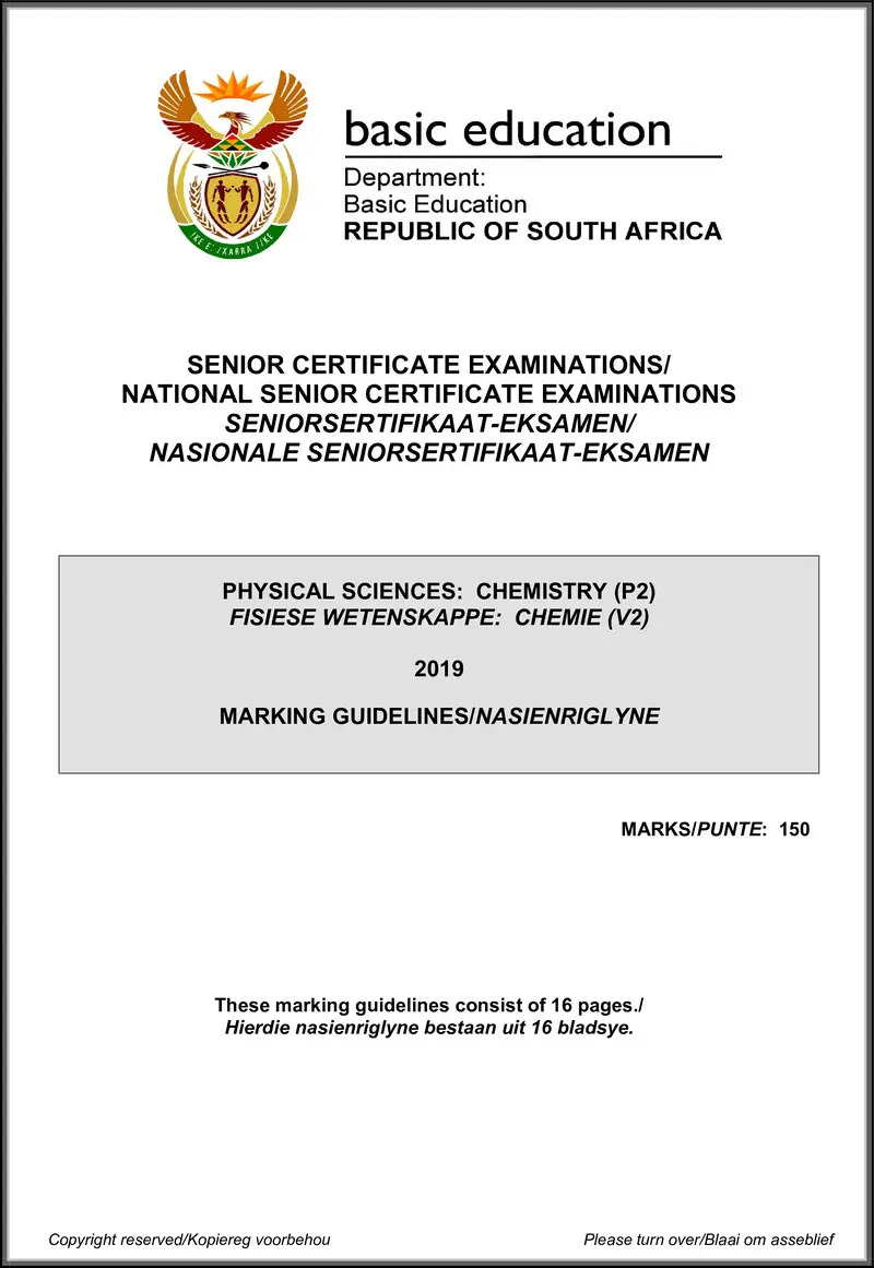 Physical Sciences P2 May June 2019 Memo Afr Eng Gr12