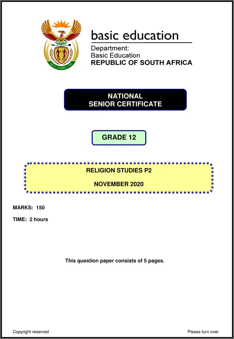 Religion Studies P2 Nsc Nov 2020 Eng Gr12