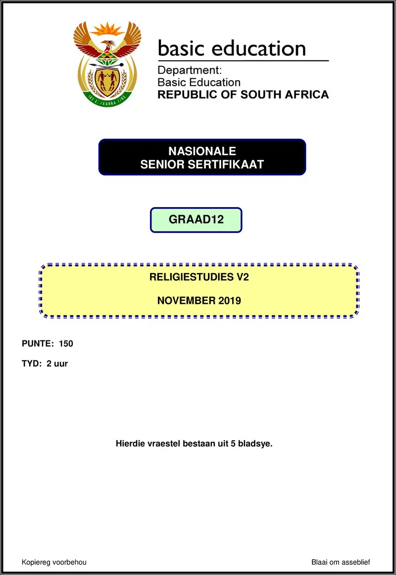 Religion Studies P2 Nov 2019 Afr Gr12