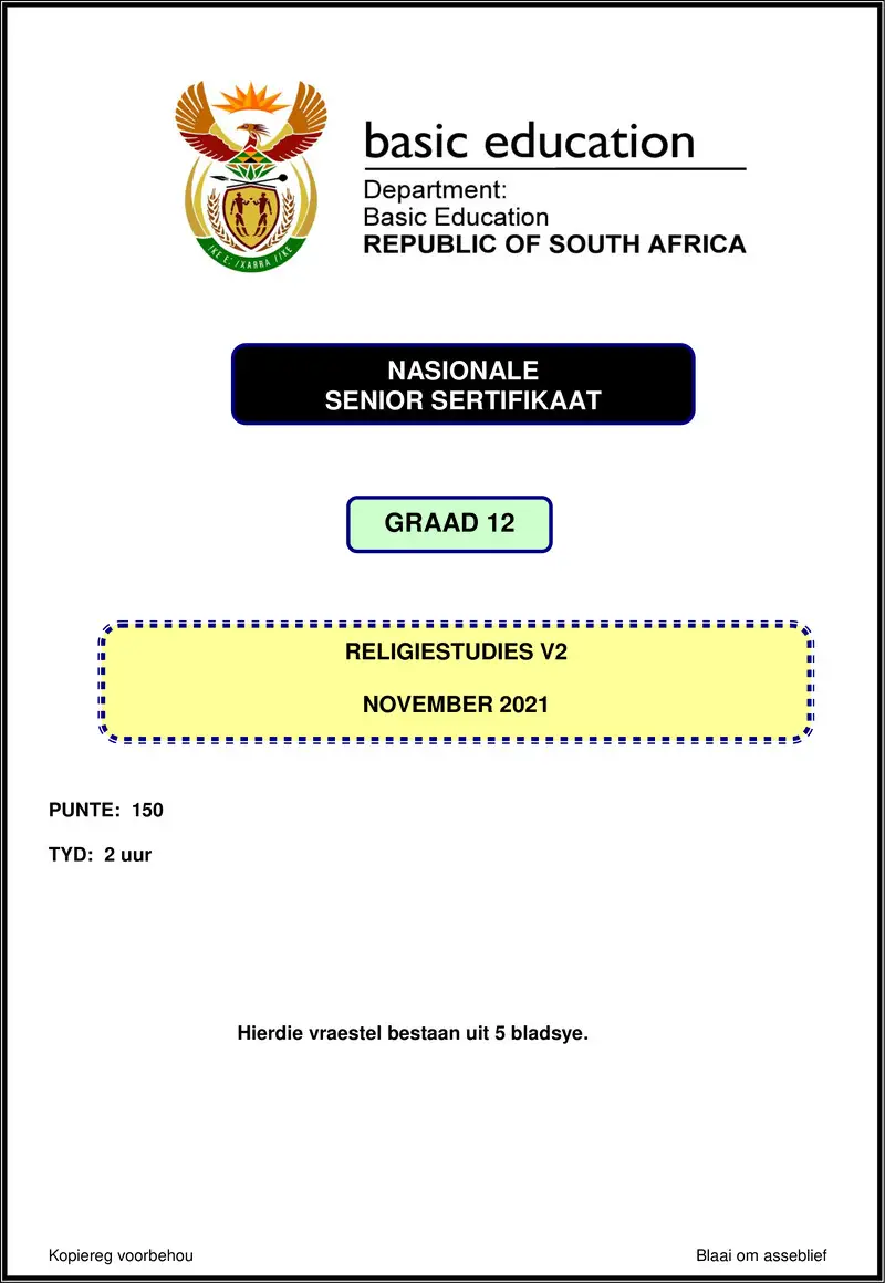Religion Studies P2 Nov 2021 Afr Gr12