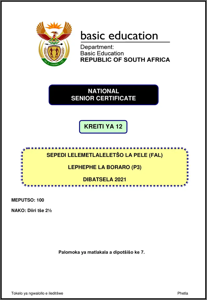 Sepedi Fal P3 Nov 2021 Gr12