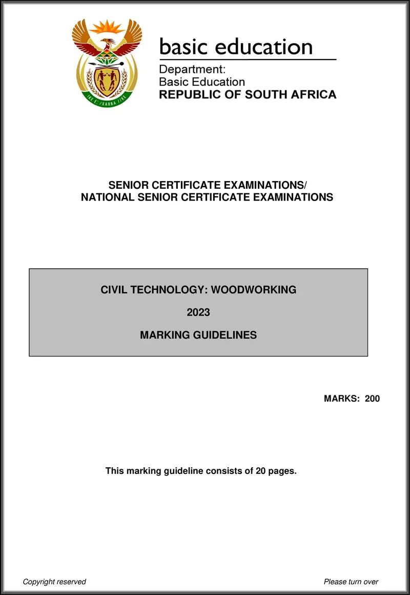 Grade 12 Civil Technology past paper 2023 – civil technology may june 2023 woodworking mg eng gr12